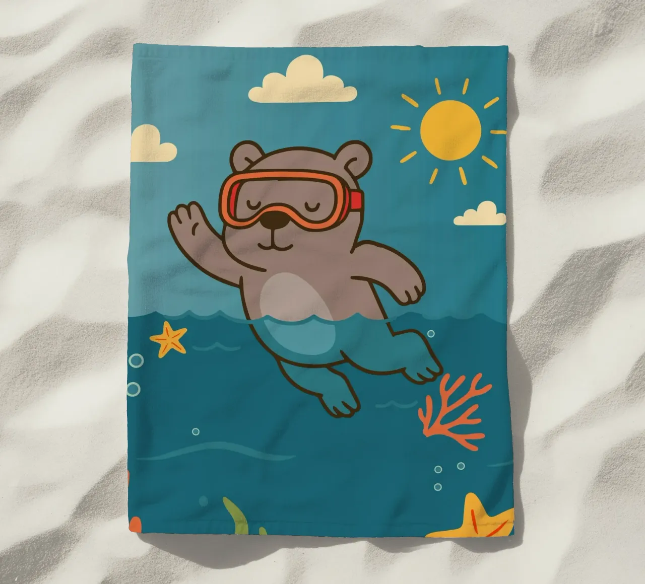 Immersione in mare con l'orso telo mare da namosh