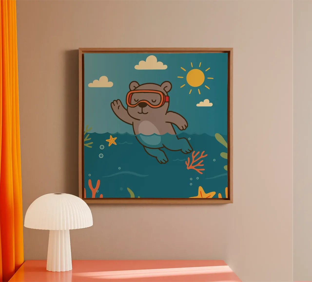 Immersione in mare con l'orso tela da namosh