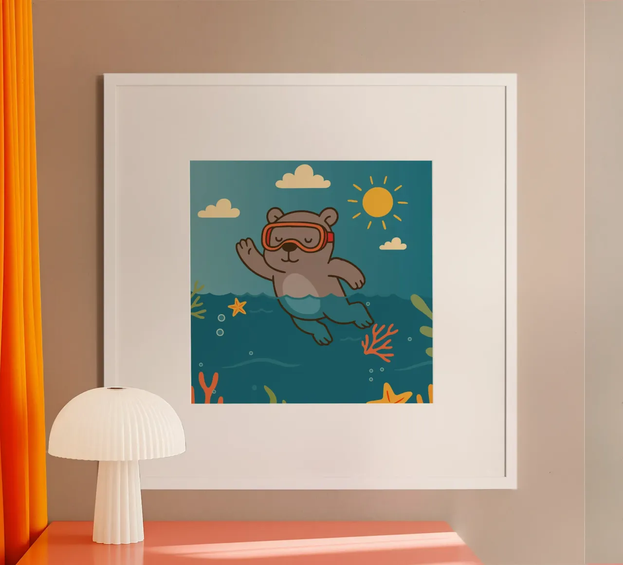 Immersione in mare con l'orso carta hahnemühle da namosh