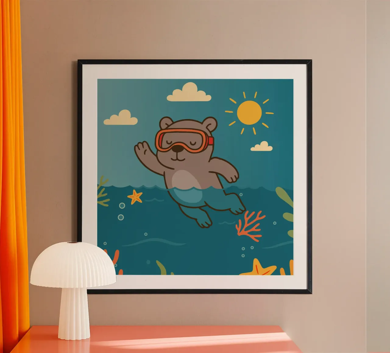 Immersione in mare con l'orso poster da namosh