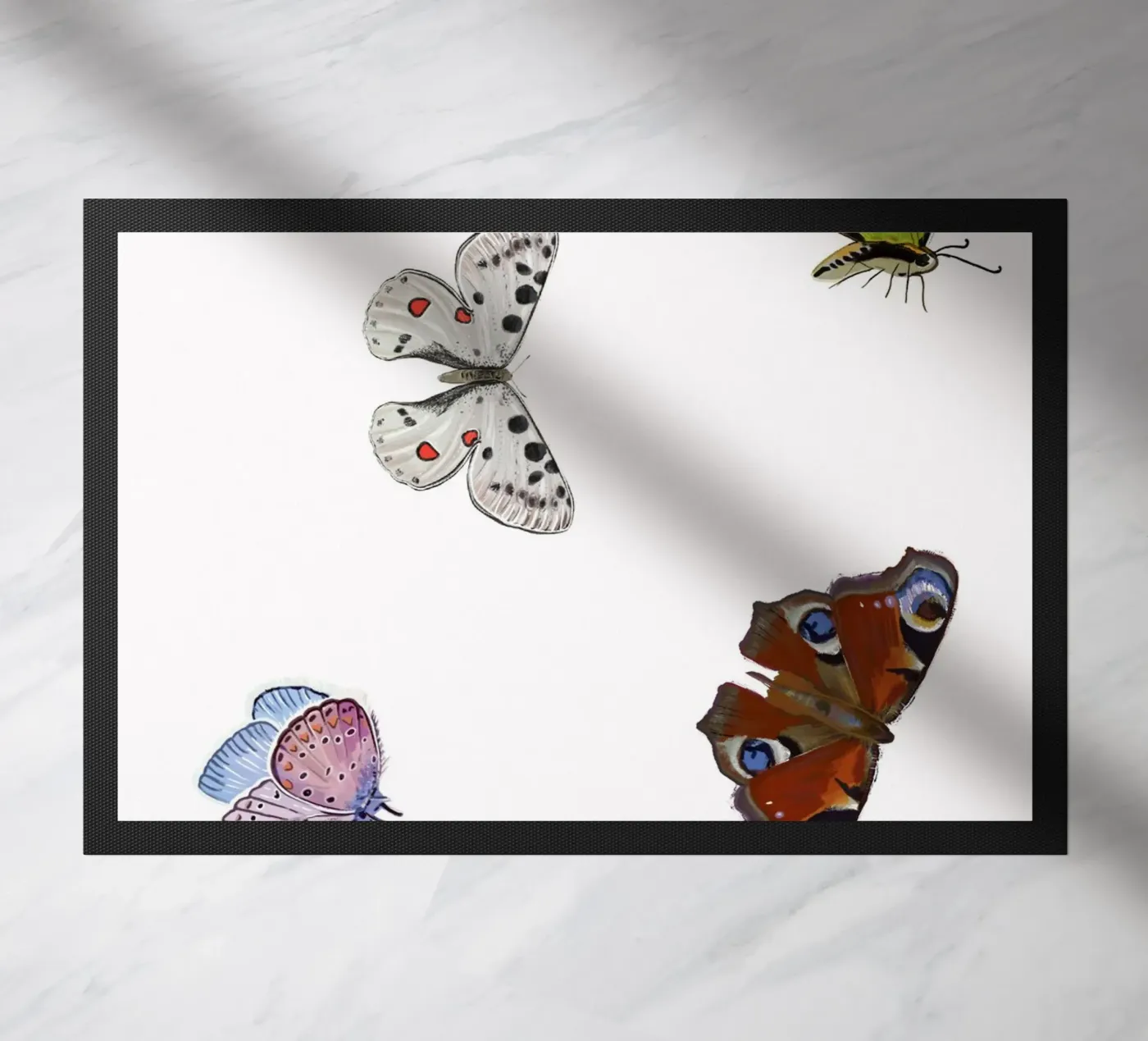 Butterflies white Fußmatte von gulsengunel