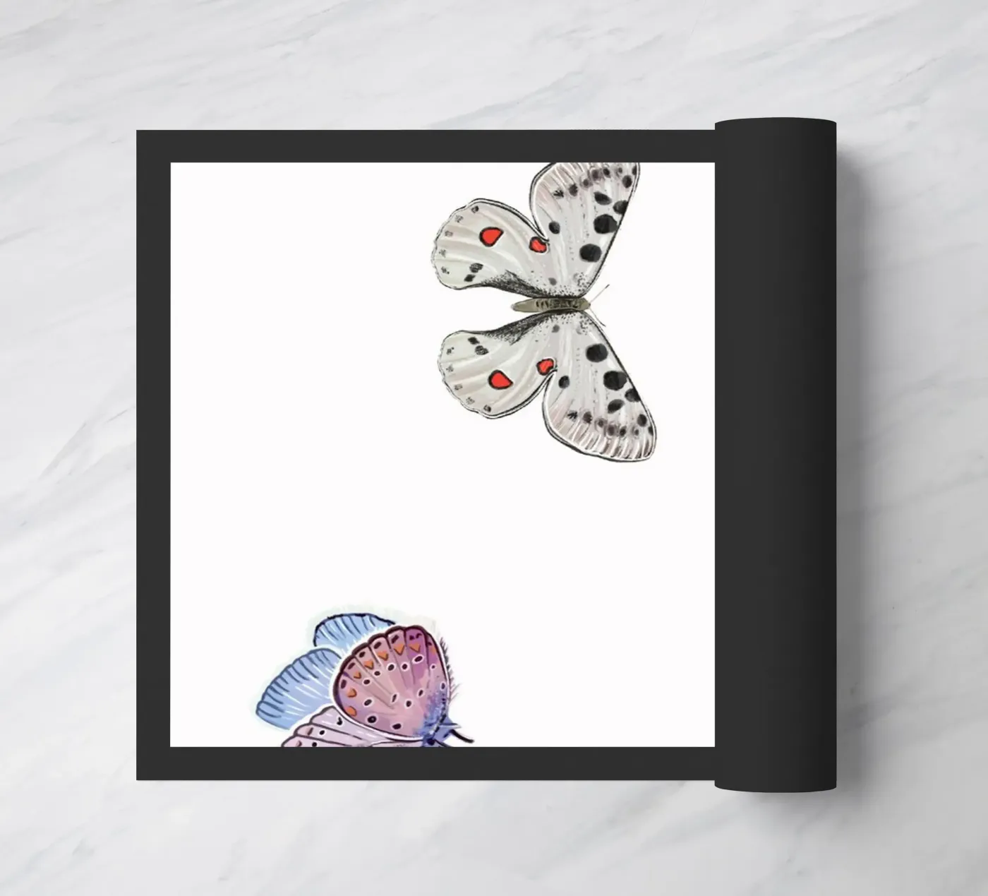 Butterflies white Fußmatte von gulsengunel