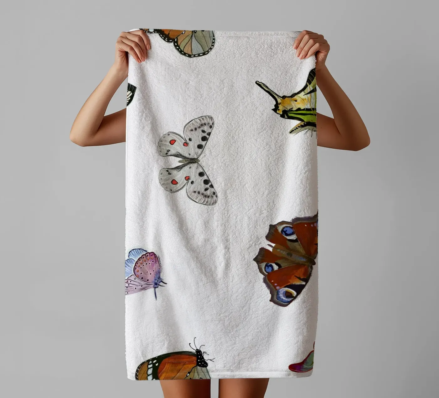 Vlinders wit badhanddoek van gulsengunel