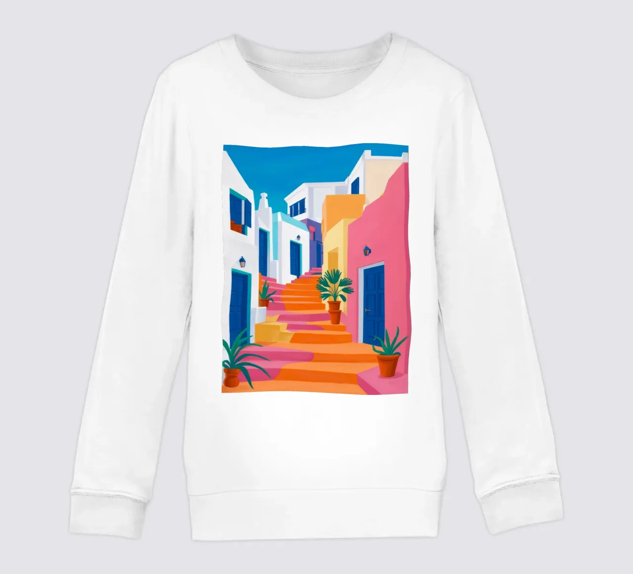 Pink Steps Blue Door kids sweatshirt by FadeAura