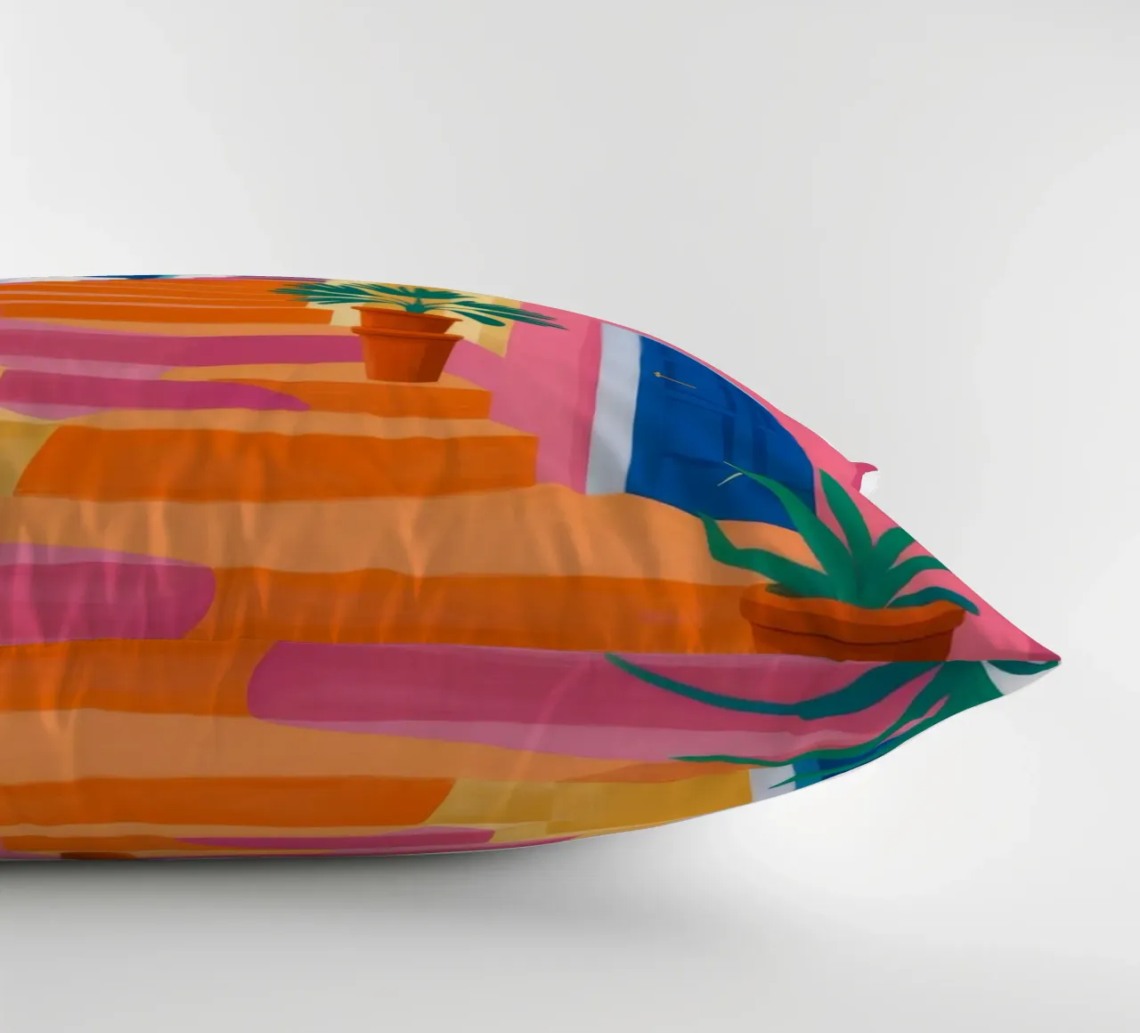 Pink Steps Blue Door decorative cushion by FadeAura
