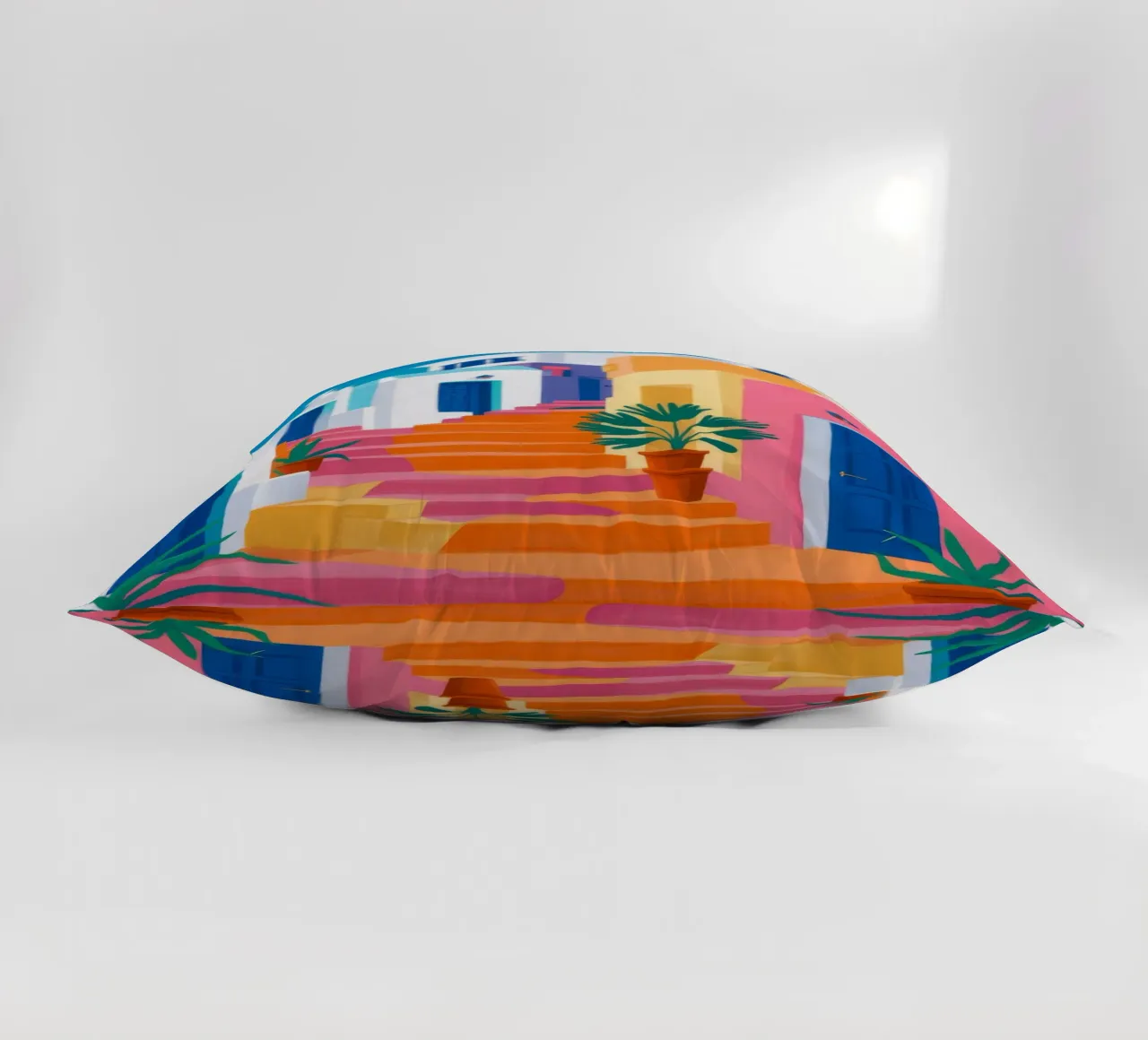 Pink Steps Blue Door decorative cushion by FadeAura