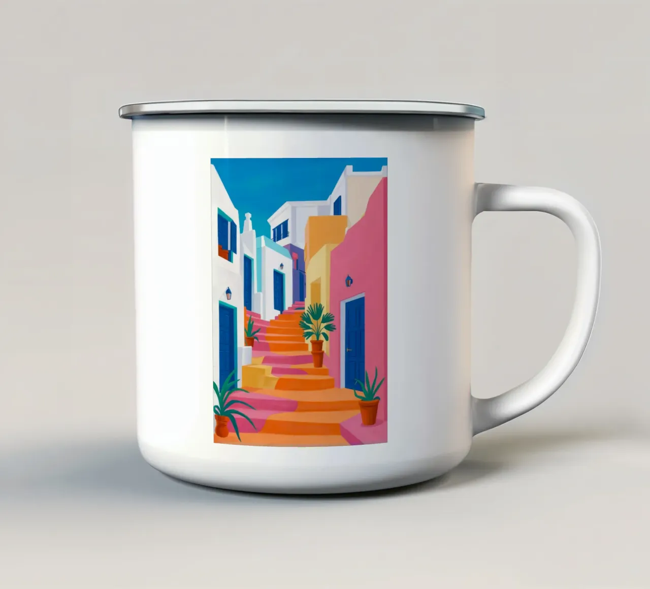 Passi rosa Porta blu tazza in smalto da FadeAura