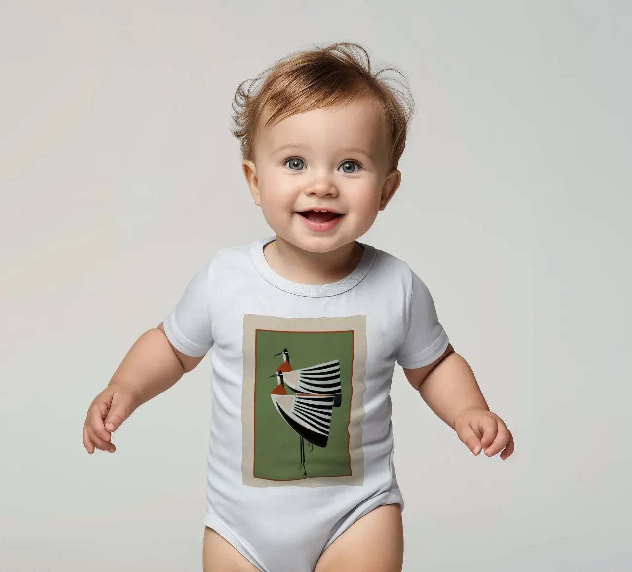 Striped Bird Pair body neonato maniche corte da cityart