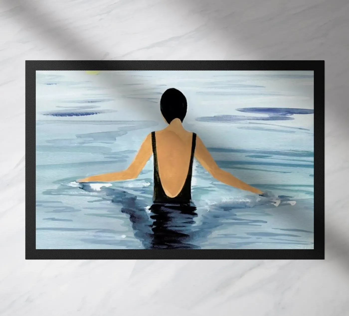 Swimmer doormat by Laura Page