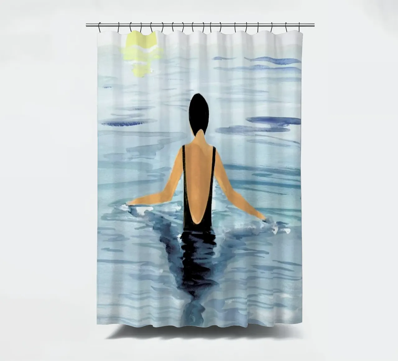 Swimmer shower curtain by Laura Page