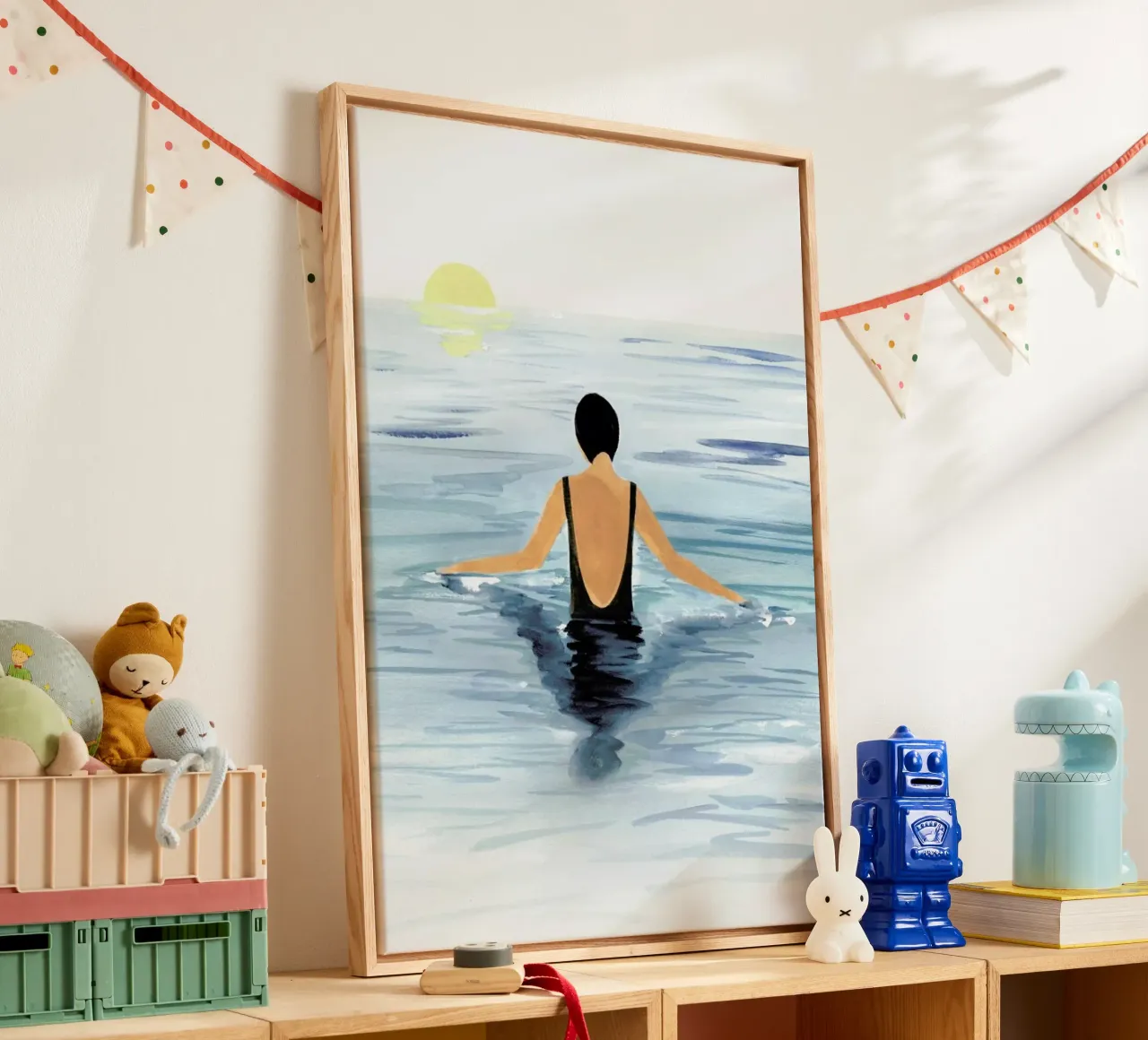 Swimmer canvas by Laura Page