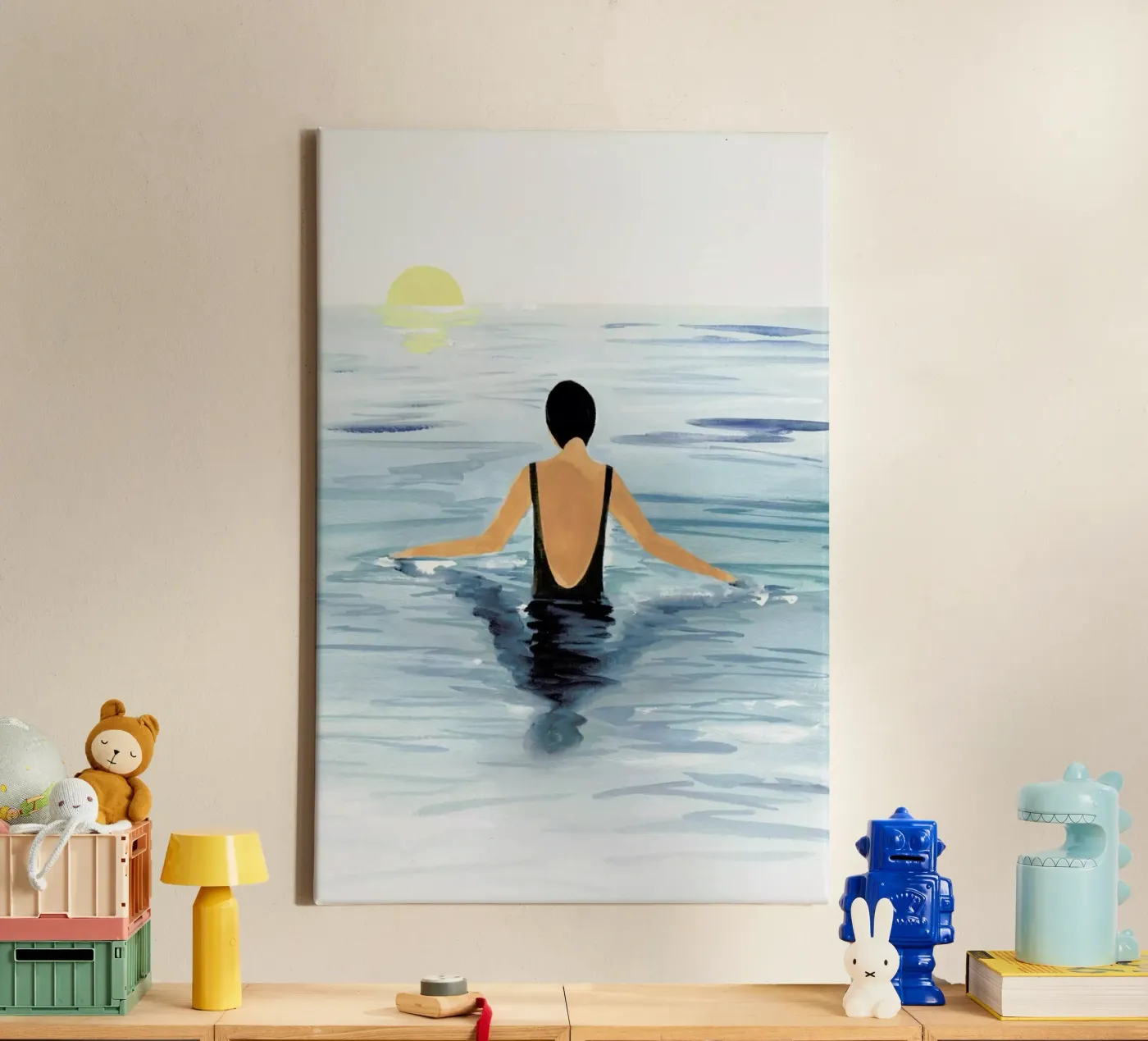 Swimmer canvas by Laura Page