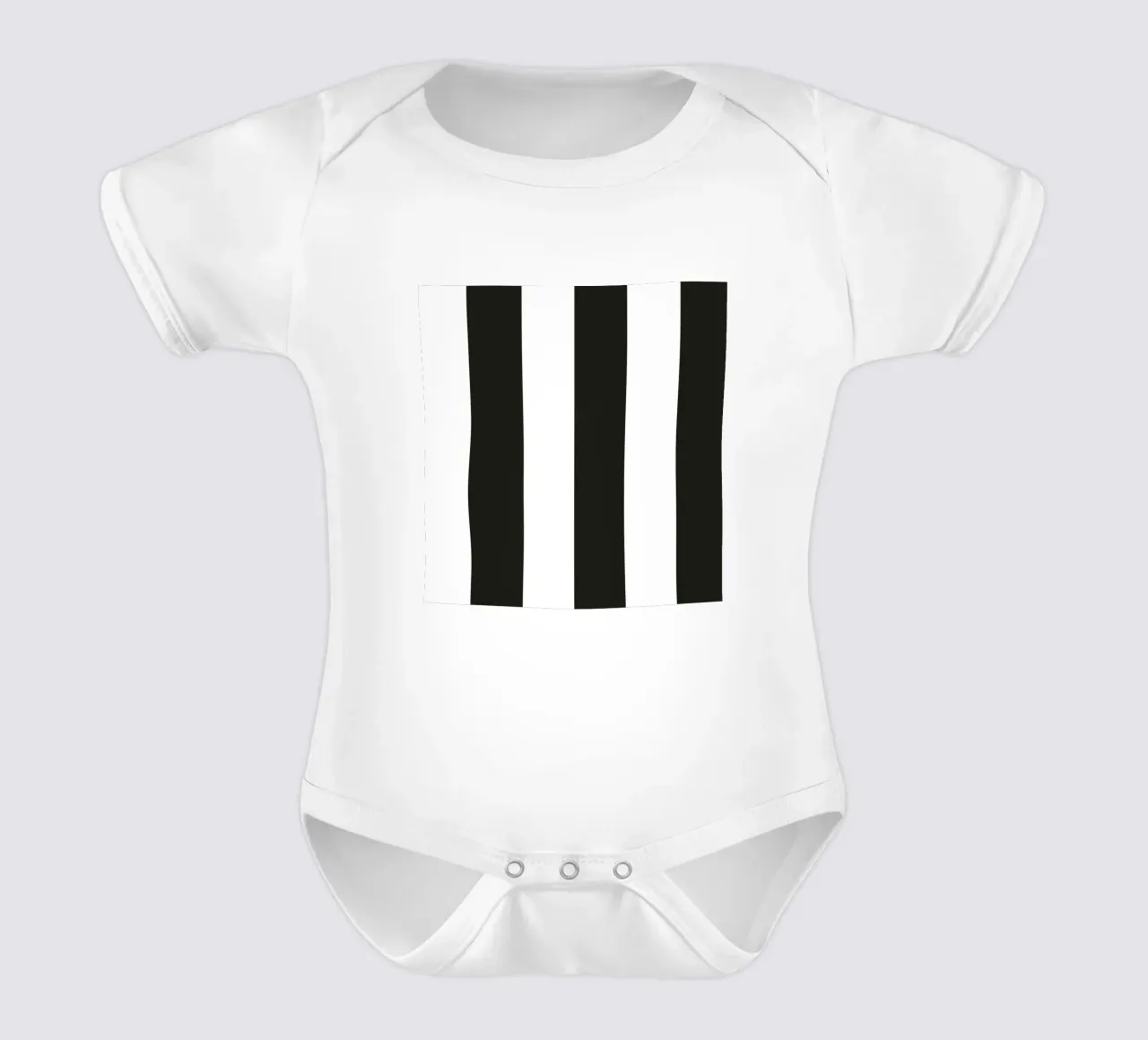 Black and white stripe pattern short-sleeve baby romper by gulsengunel