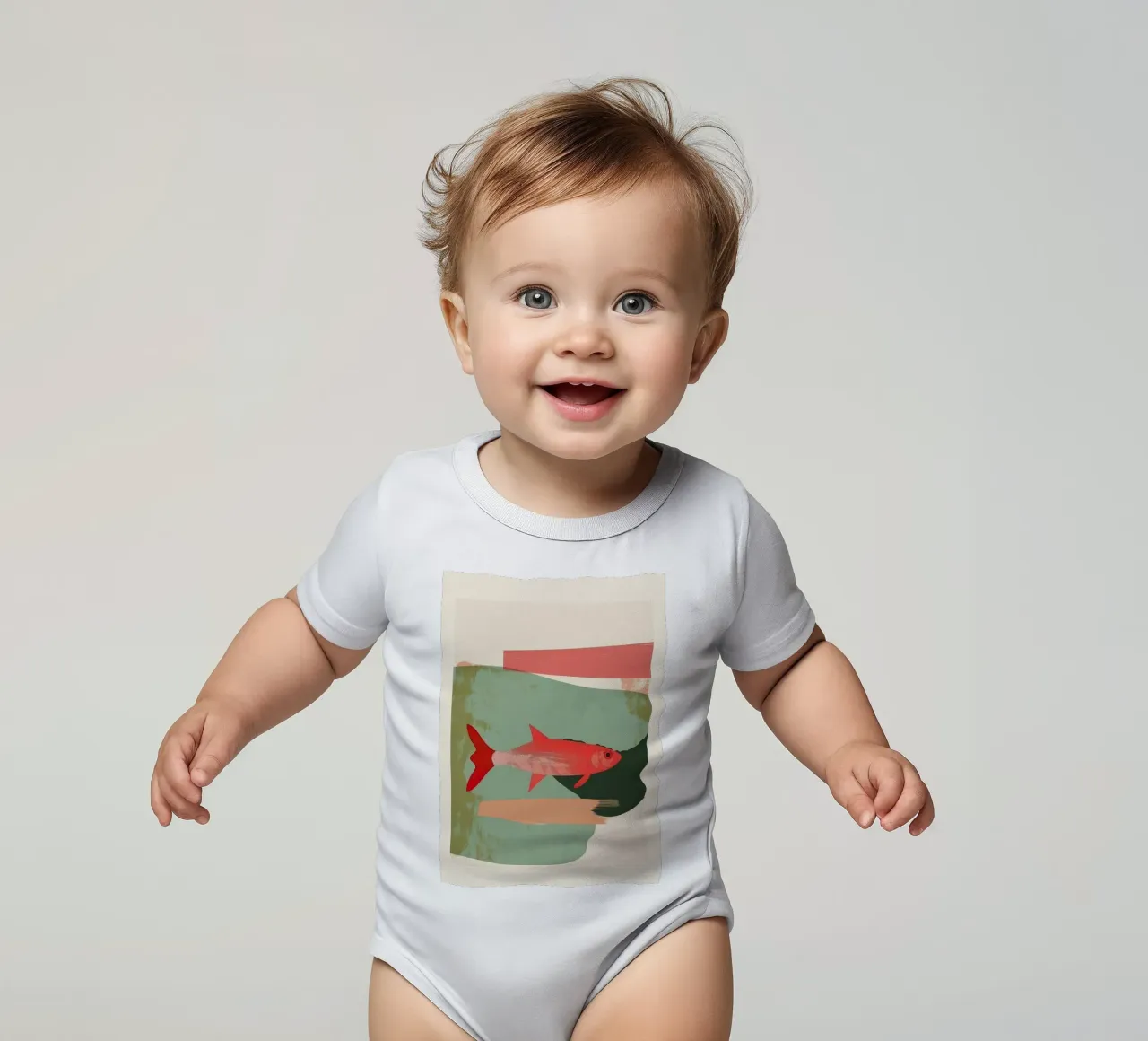 Red Fish Abstract body neonato maniche corte da Nadjaa
