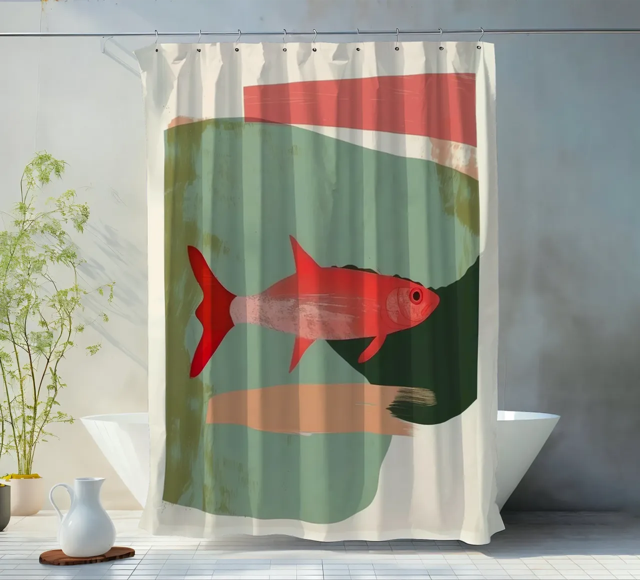 Red Fish Abstract tenda da doccia da Nadjaa