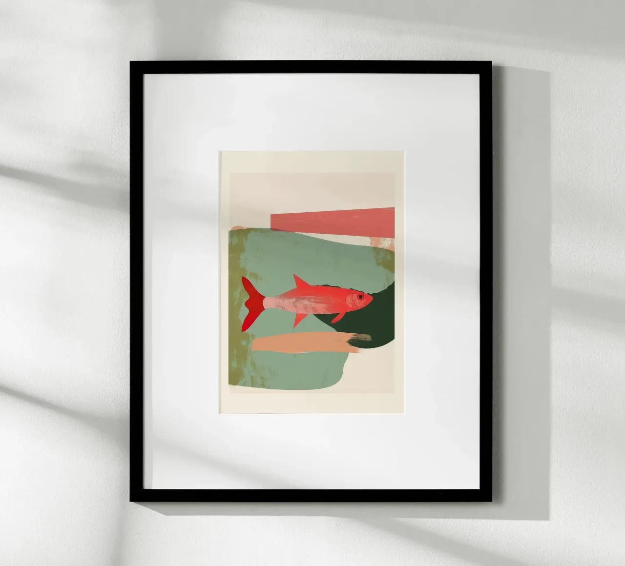 Red Fish Abstract carta hahnemühle da Nadjaa