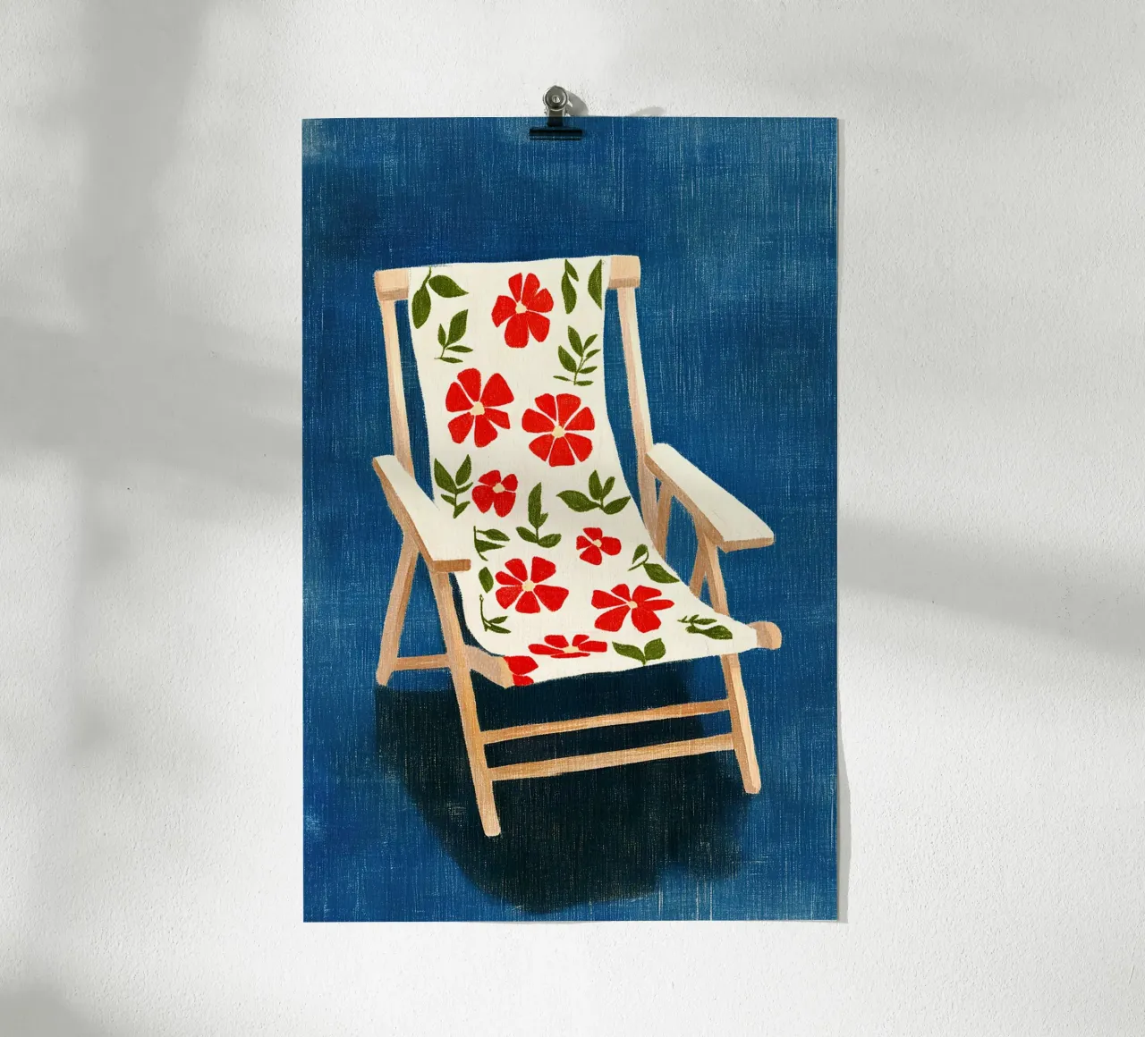 Sedia a sdraio con fiori poster con telaio in alluminio da Curious Canvas
