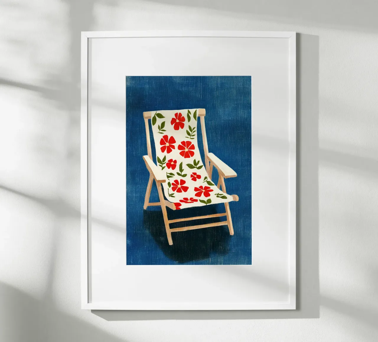 Sedia a sdraio con fiori poster con telaio in alluminio da Curious Canvas