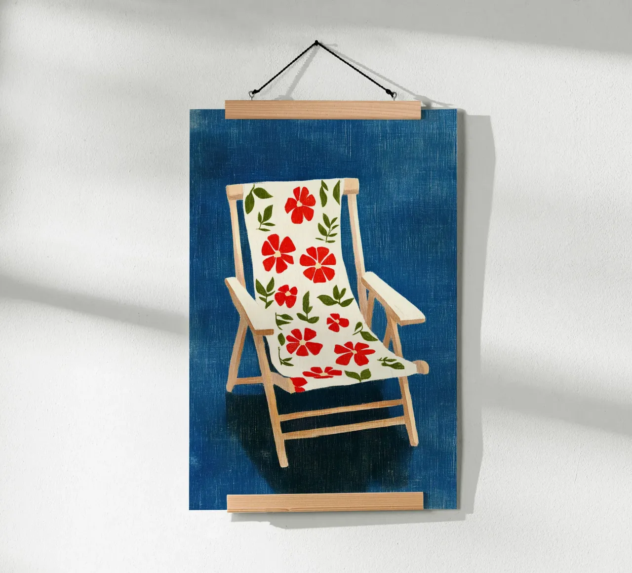 Sedia a sdraio con fiori poster con telaio in alluminio da Curious Canvas