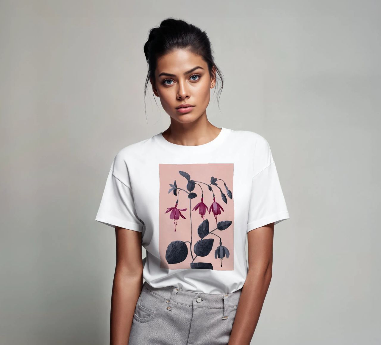 Fuchsia Botanical Drawing t-shirt da Flow Line