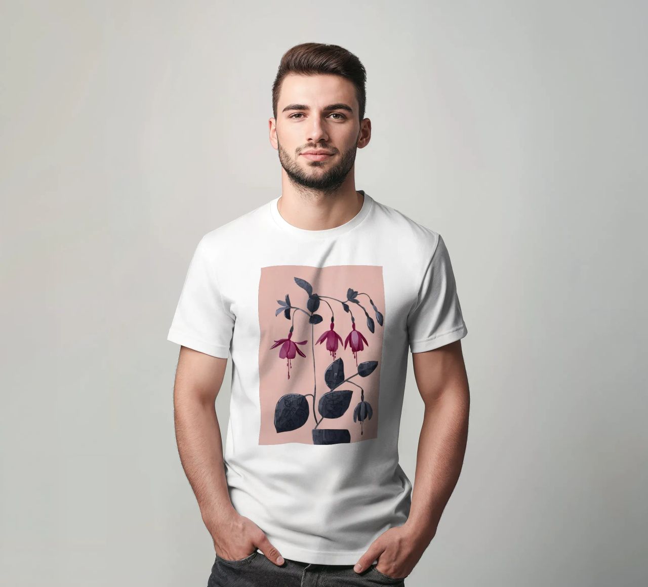 Fuchsia Botanical Drawing t-shirt da Flow Line