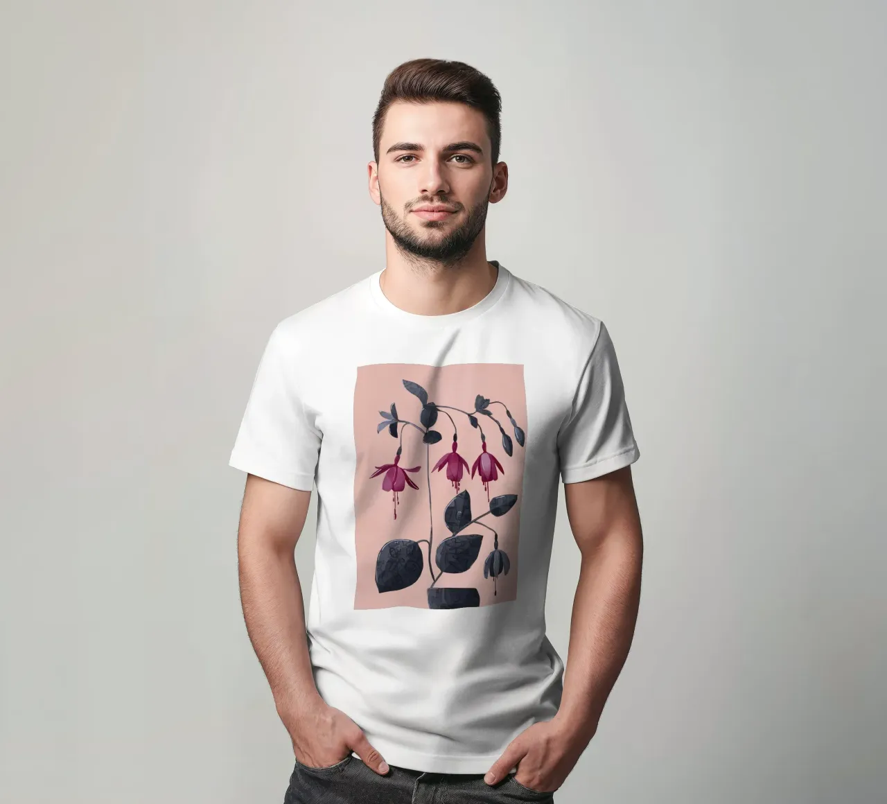 Fuchsia Botanical Drawing t-shirt da Flow Line