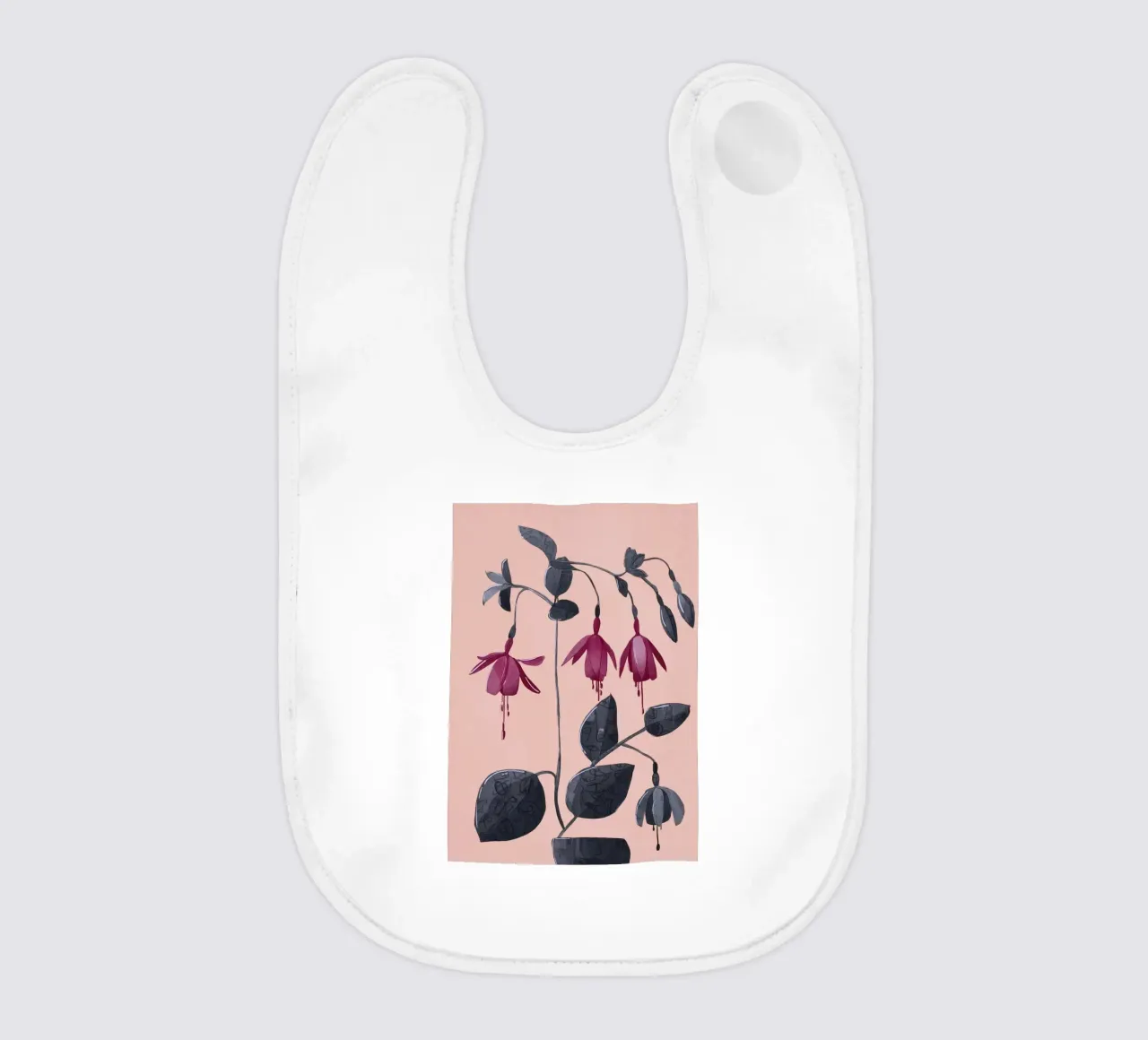 Fuchsia Botanical Drawing babero de Flow Line