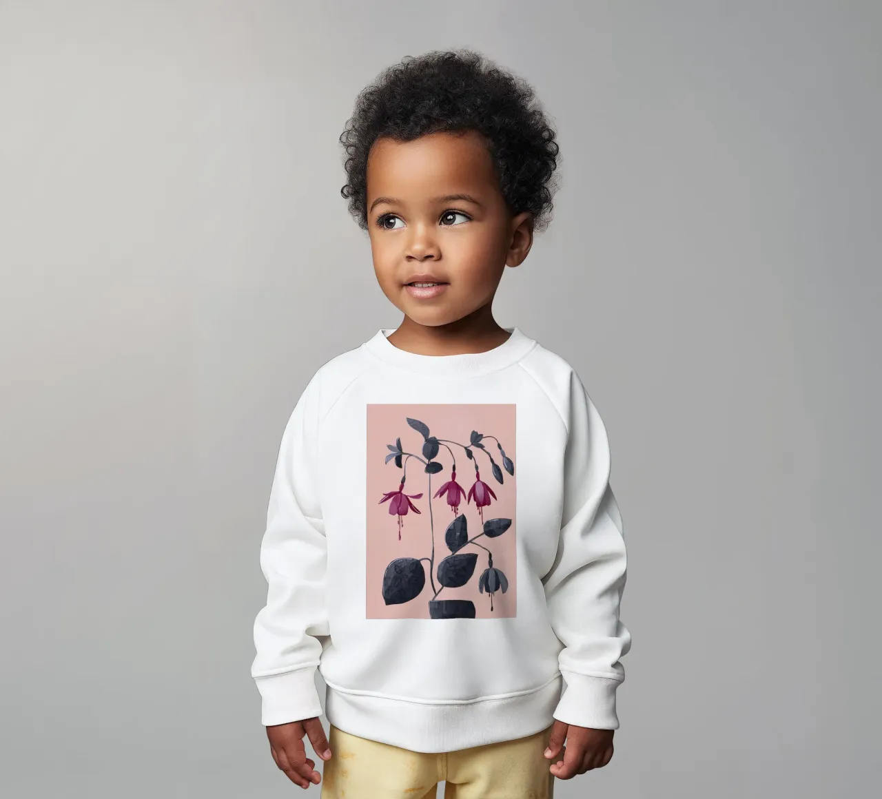Fuchsia Botanical Drawing baby sweatshirt by Flow Line