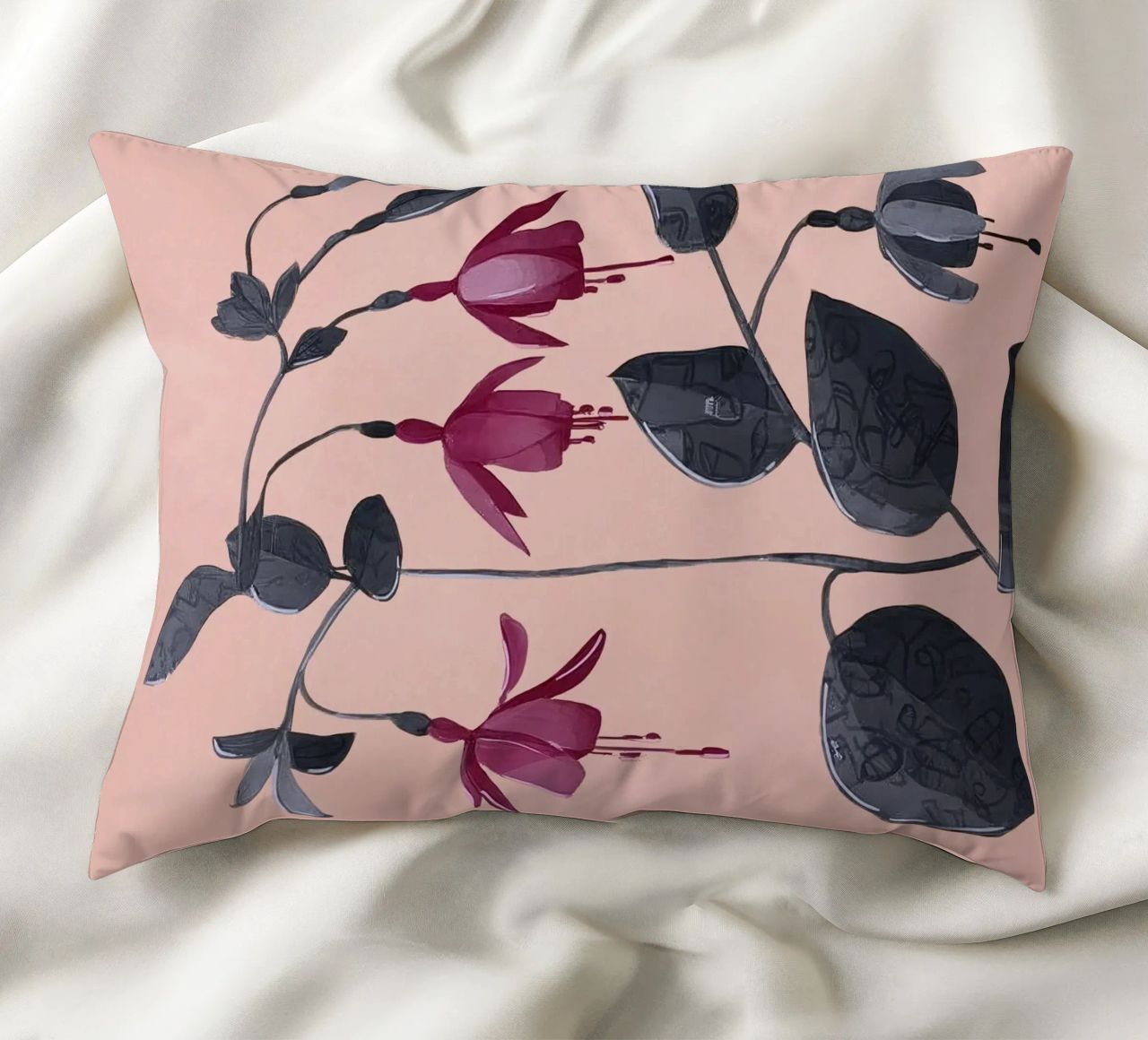 Fuchsia Botanical Drawing cuscino da Flow Line