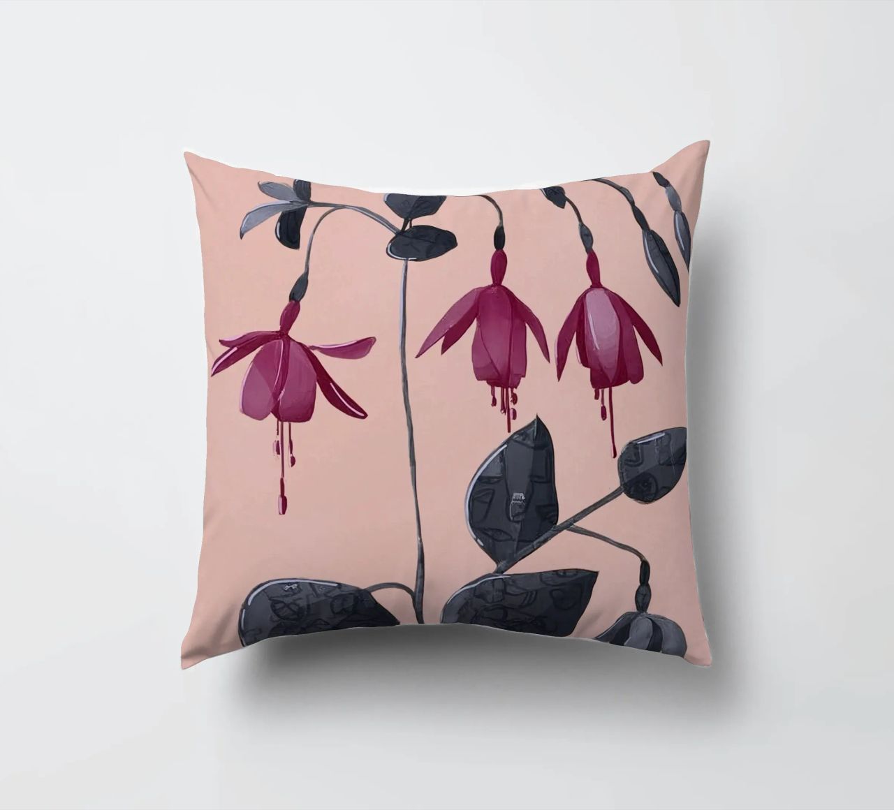 Fuchsia Botanical Drawing cuscino da Flow Line