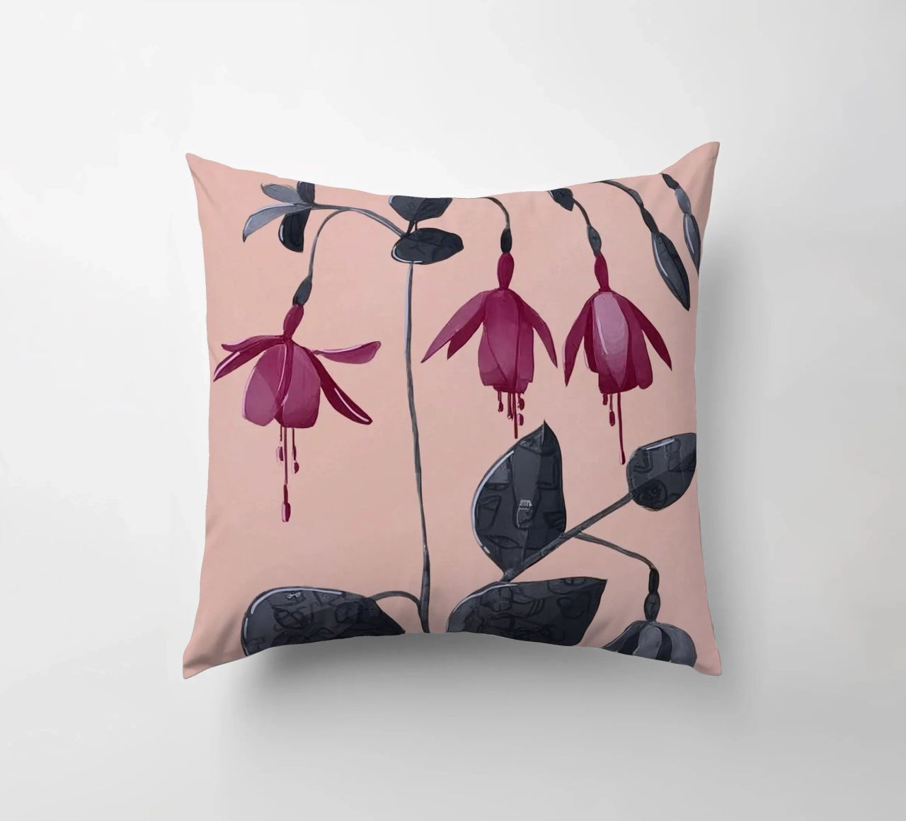 Fuchsia Botanical Drawing cuscino da Flow Line