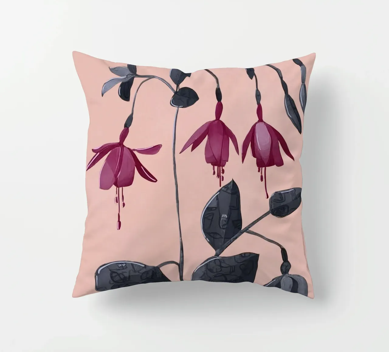 Fuchsia Botanical Drawing cojín de Flow Line