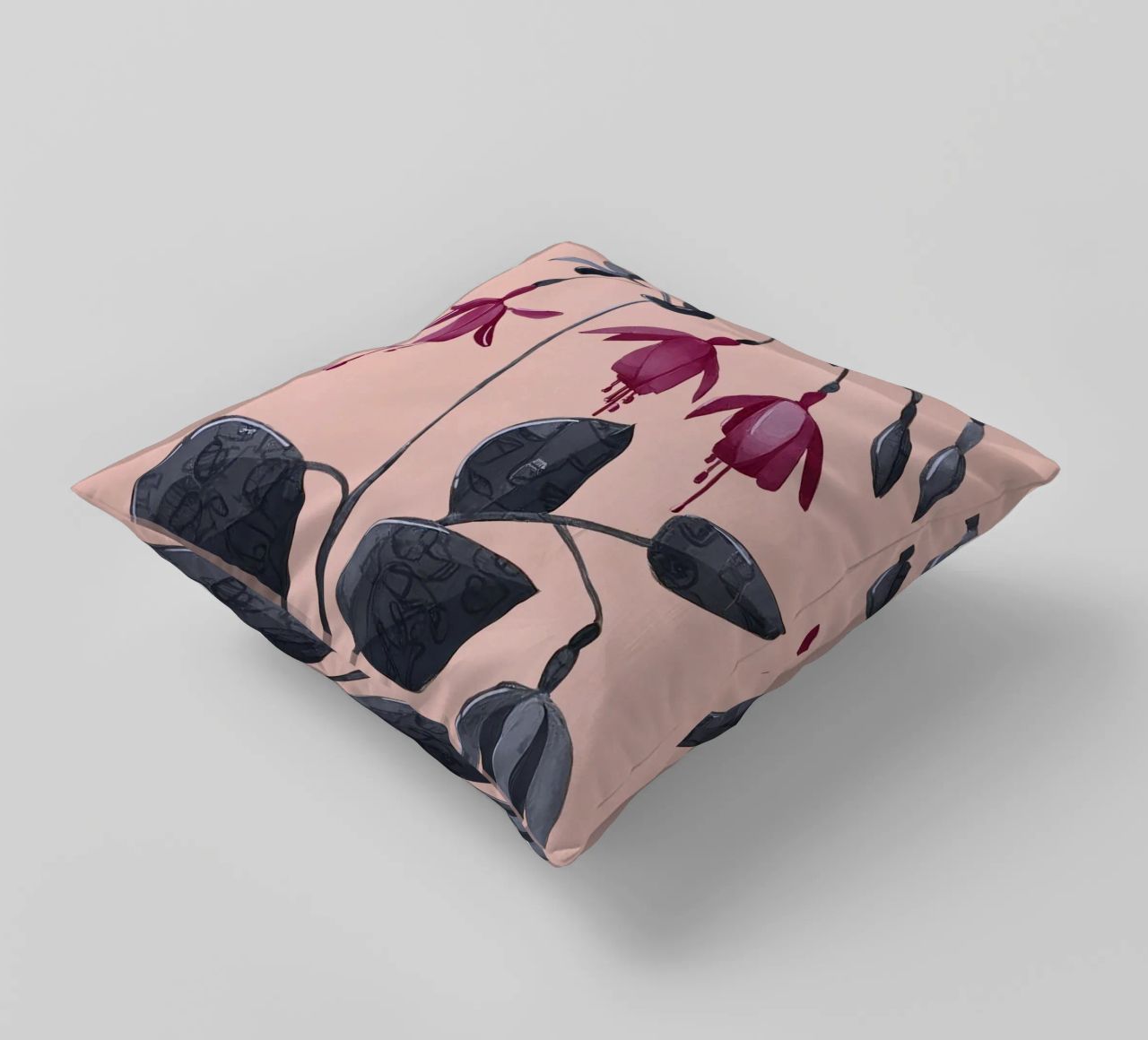 Fuchsia Botanical Drawing cuscino da Flow Line