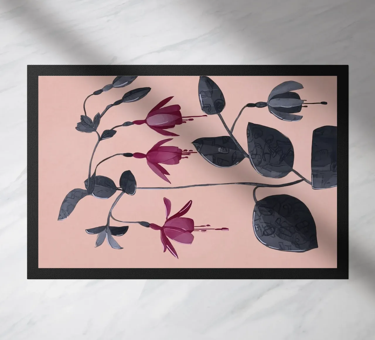 Fuchsia Botanical Drawing felpudo de Flow Line