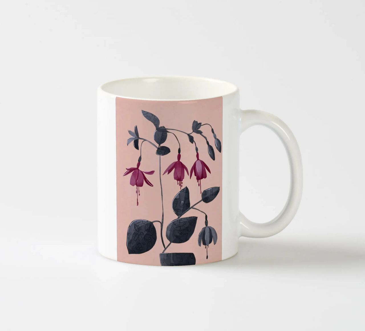 Fuchsia Botanical Drawing tazza in ceramica da Flow Line