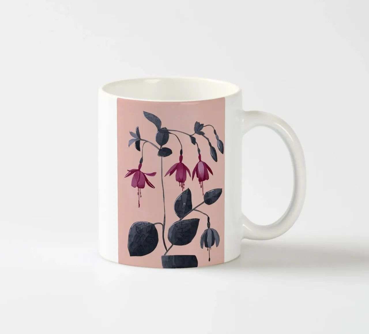Fuchsia Botanical Drawing Keramik Tasse von Flow Line