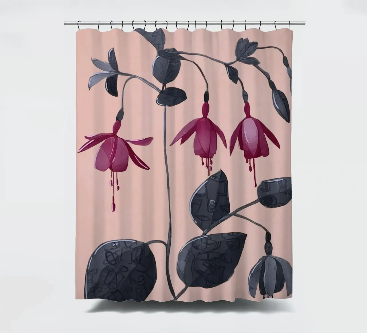 Fuchsia Botanical Drawing tenda da doccia da Flow Line