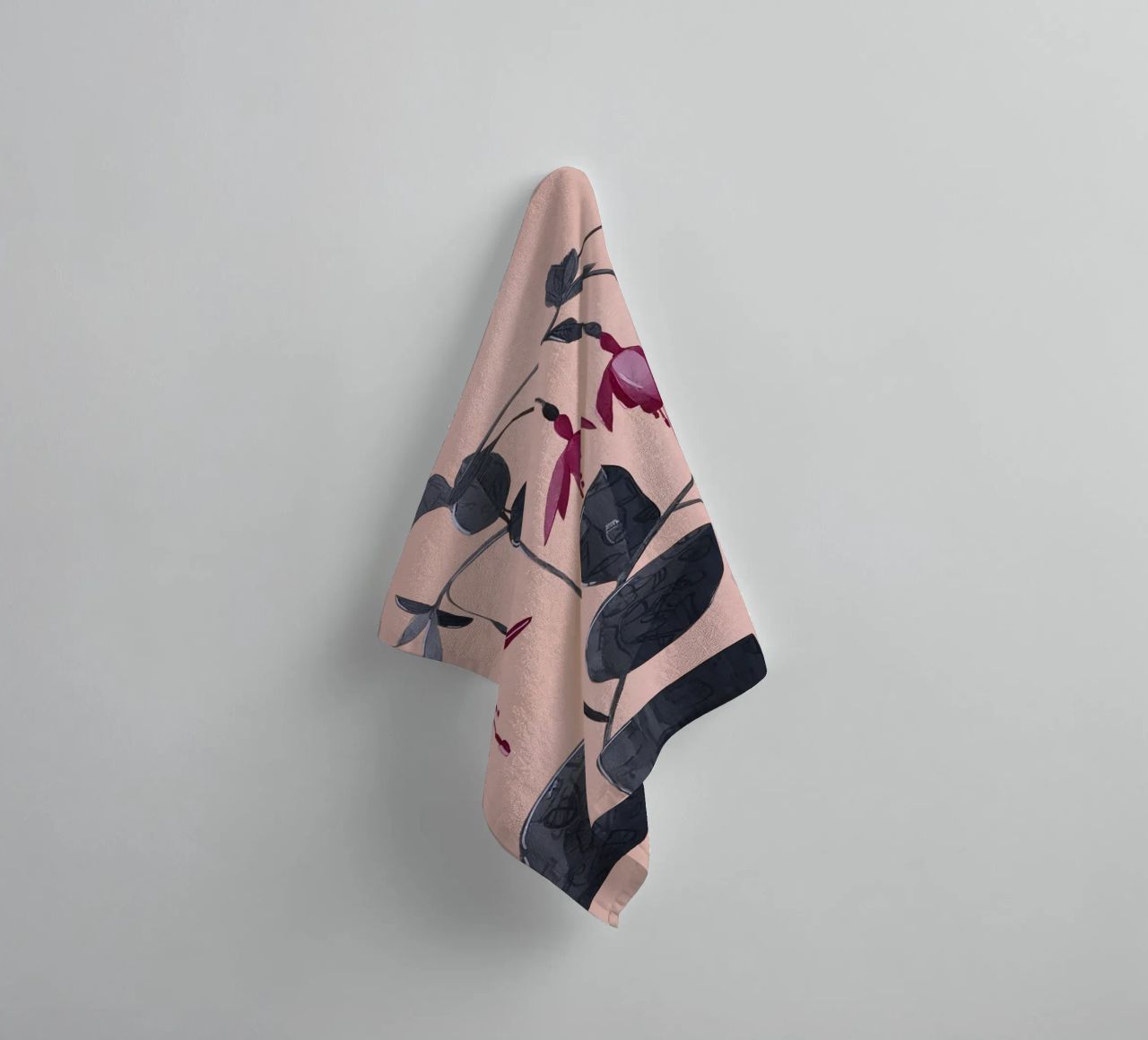 Fuchsia Botanical Drawing towel by Flow Line