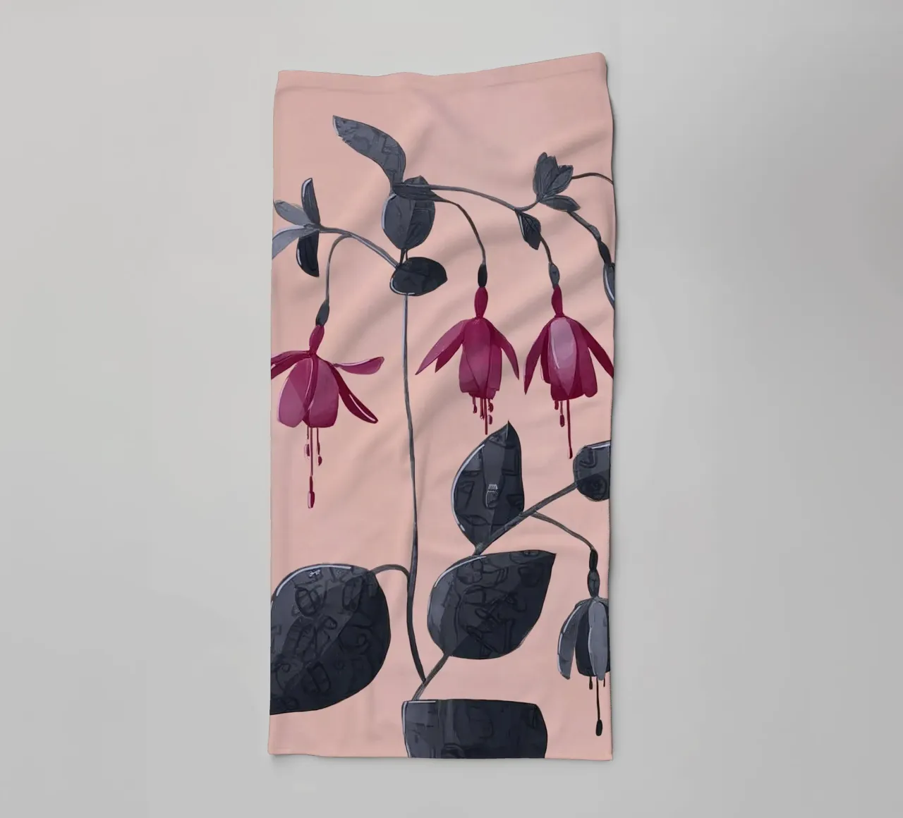 Fuchsia Botanical Drawing asciugamano da bagno da Flow Line