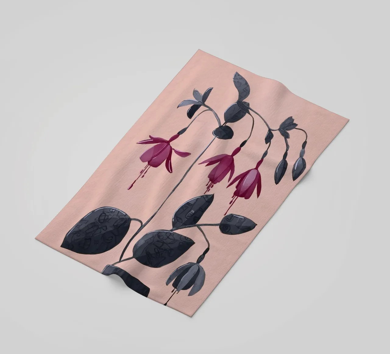 Fuchsia Botanical Drawing toalla de playa de Flow Line