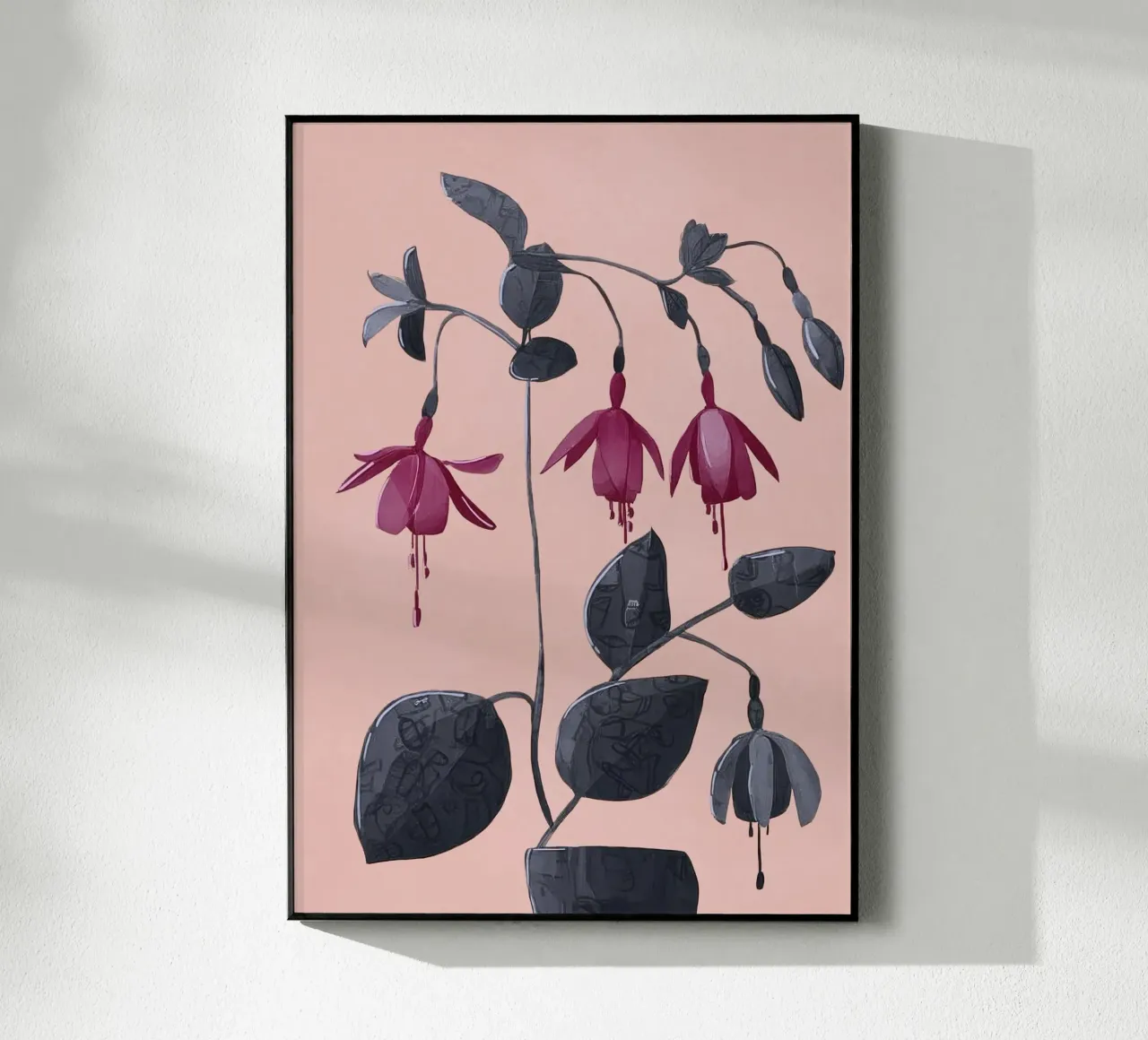 Fuchsia Botanical Drawing metacrilato de Flow Line