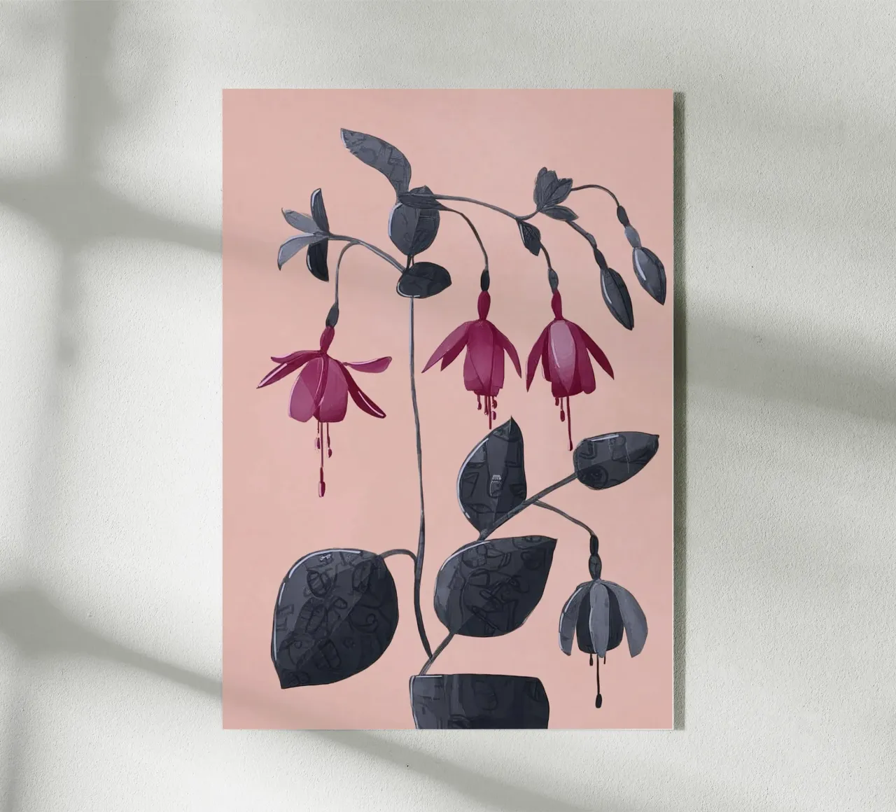 Fuchsia Botanical Drawing metacrilato de Flow Line