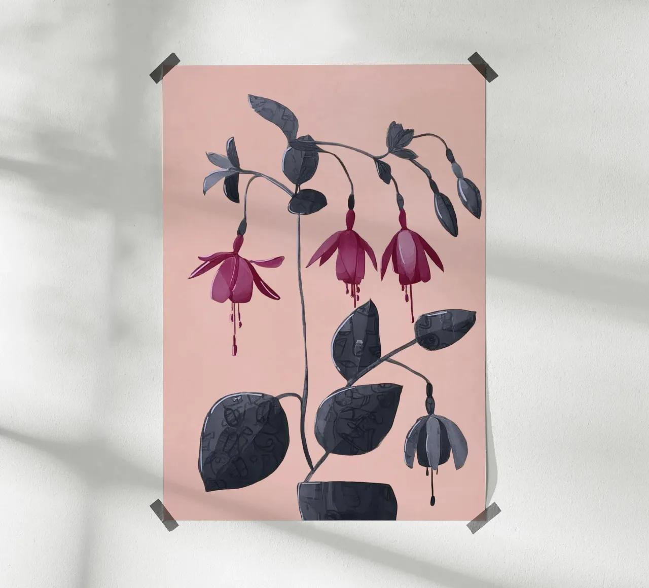Fuchsia Botanical Drawing carta hahnemühle da Flow Line