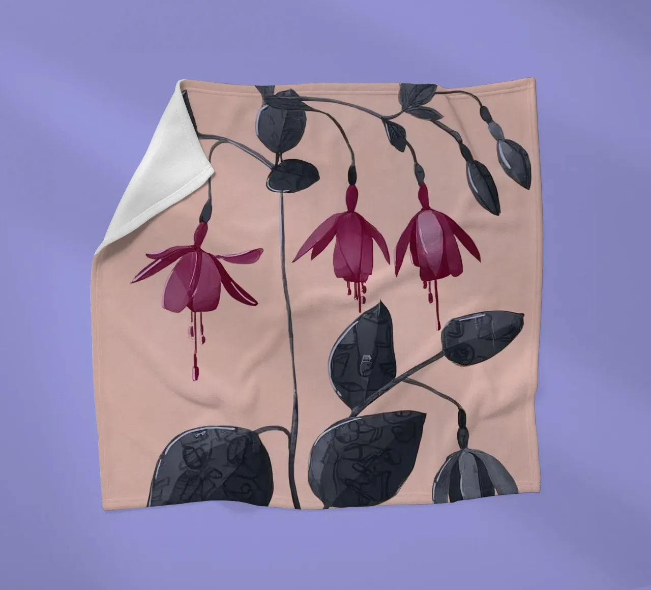 Fuchsia Botanical Drawing coperta in pile da Flow Line