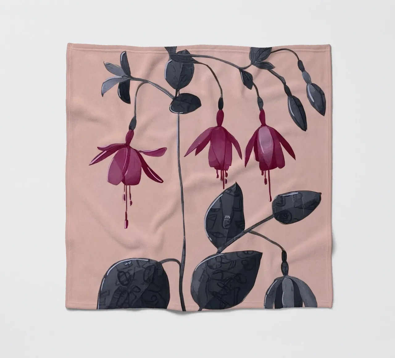 Fuchsia Botanical Drawing coperta in pile da Flow Line