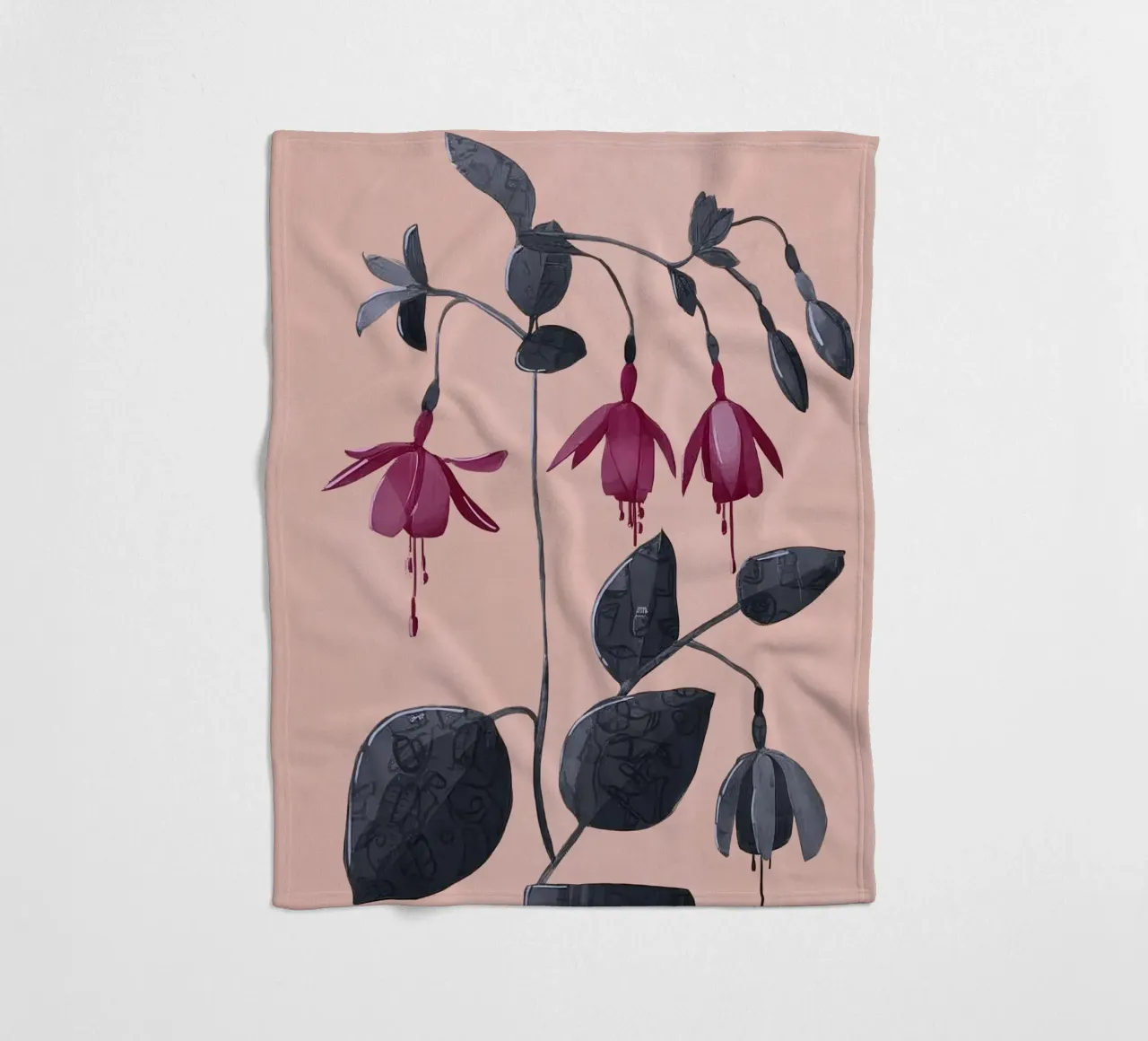 Fuchsia Botanical Drawing coperta in pile da Flow Line