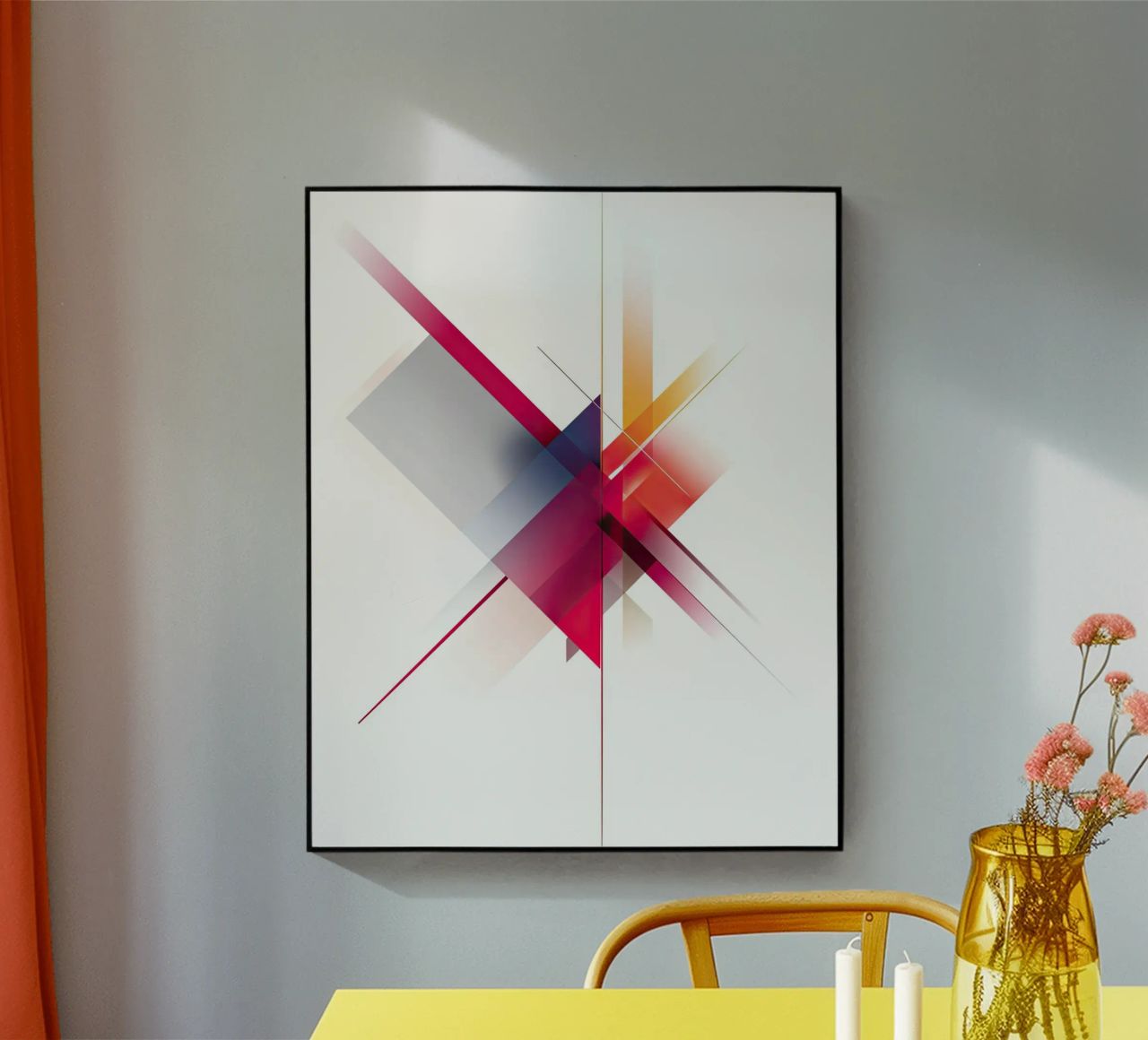 Intersezione astratta e colorata con linee nette plexiglass da Artbyvo