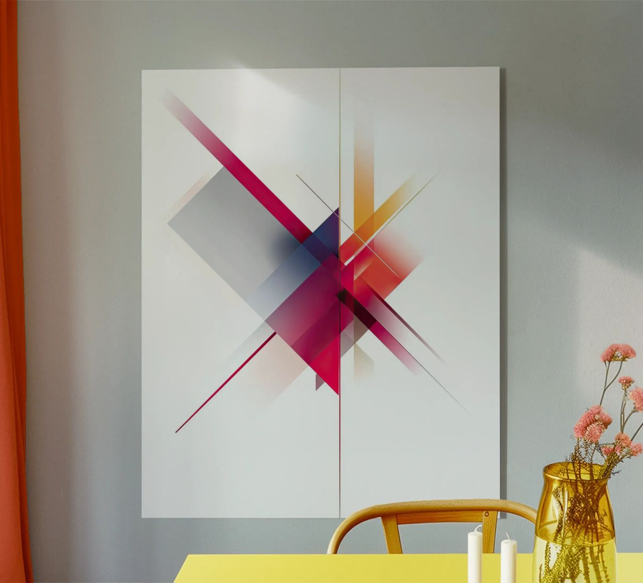 Intersezione astratta e colorata con linee nette plexiglass da Artbyvo