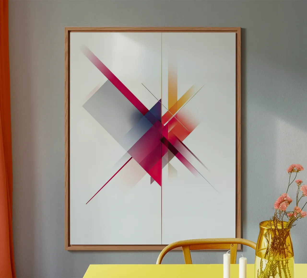 Intersezione astratta e colorata con linee nette alluminio dibond da Artbyvo