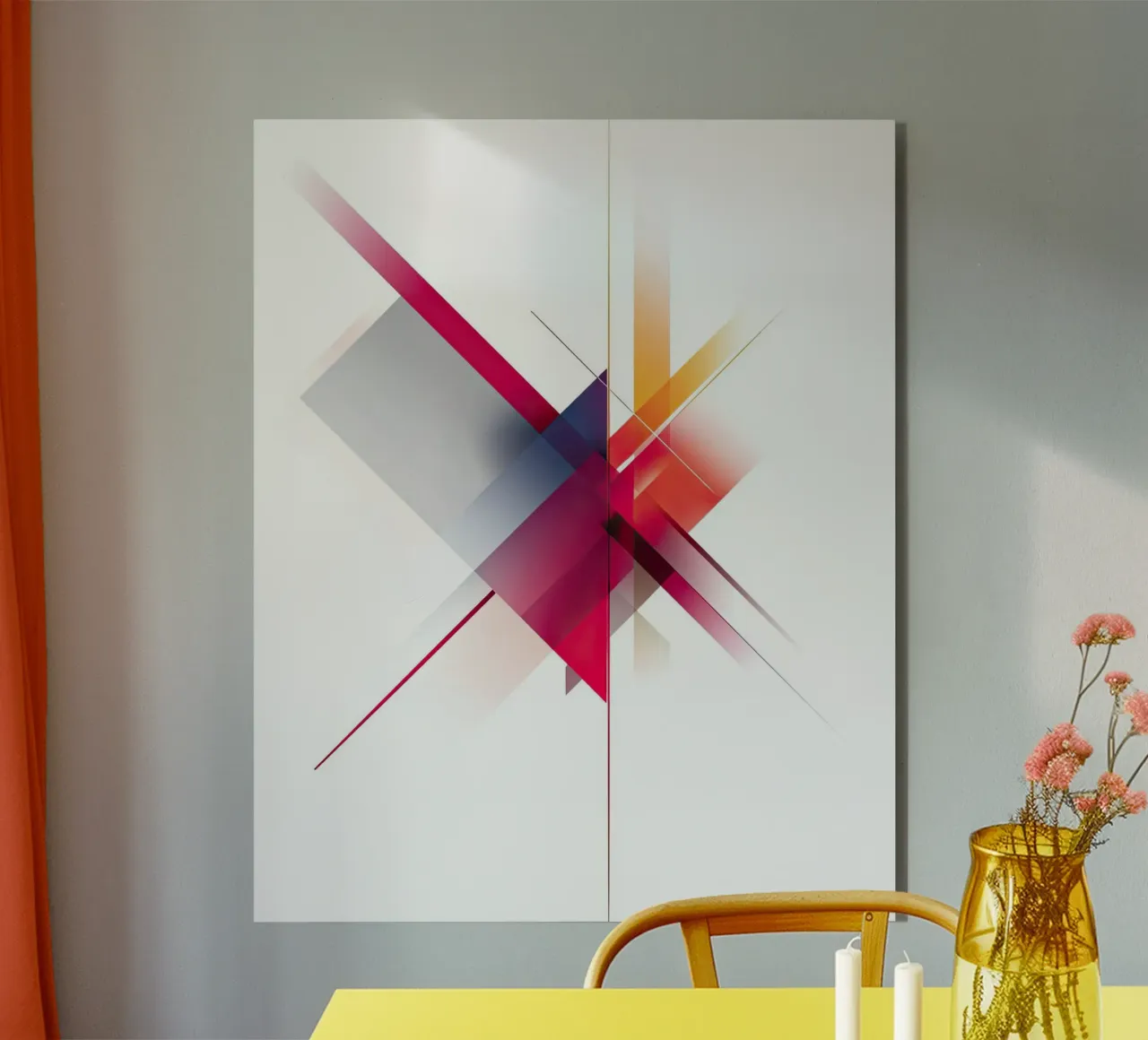 Intersection abstraite colorée avec lignes nettes panneau forex de Artbyvo